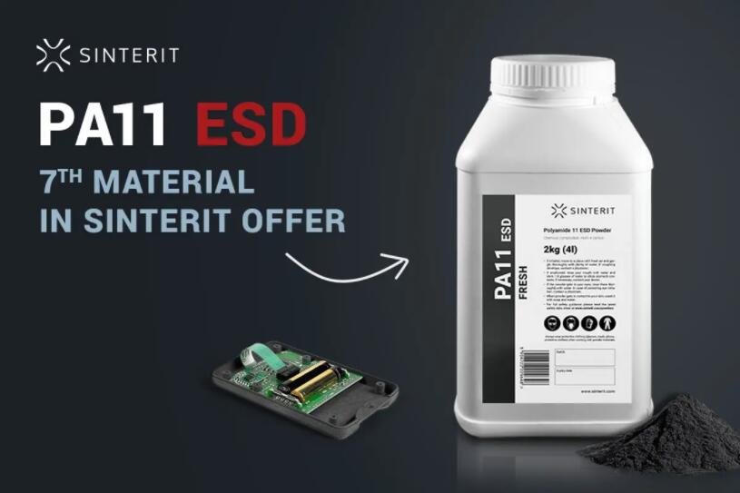 Sinterit发布新型3D打印材料：PA11 ESD