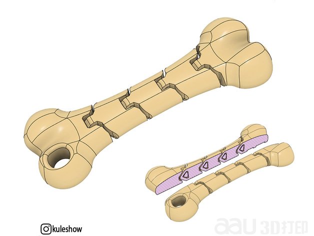 柔性骨钥匙扣STL模型