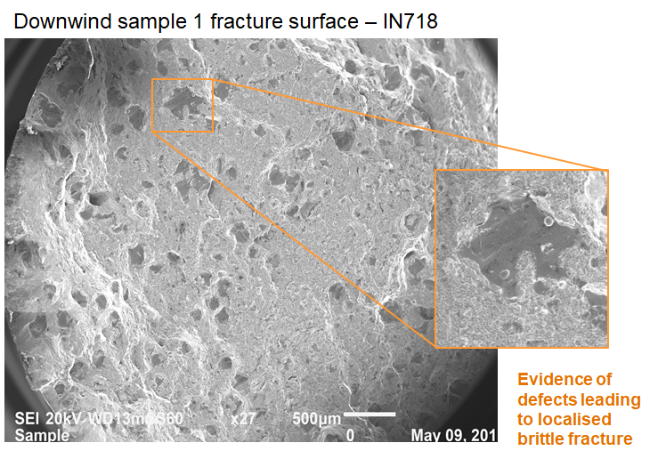 a downwind tensile sample of heat-treated Inconel-718_multilaser